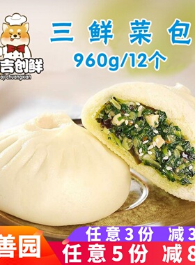 和善园三鲜菜包营养早餐青菜豆腐包子馒头速冻半成品商用鲜肉大包