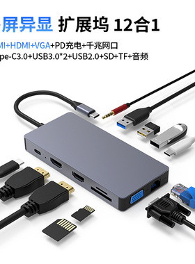 HDMIVGA12-in-1 Gigabit Ethernet USBC Converter千兆网usbc