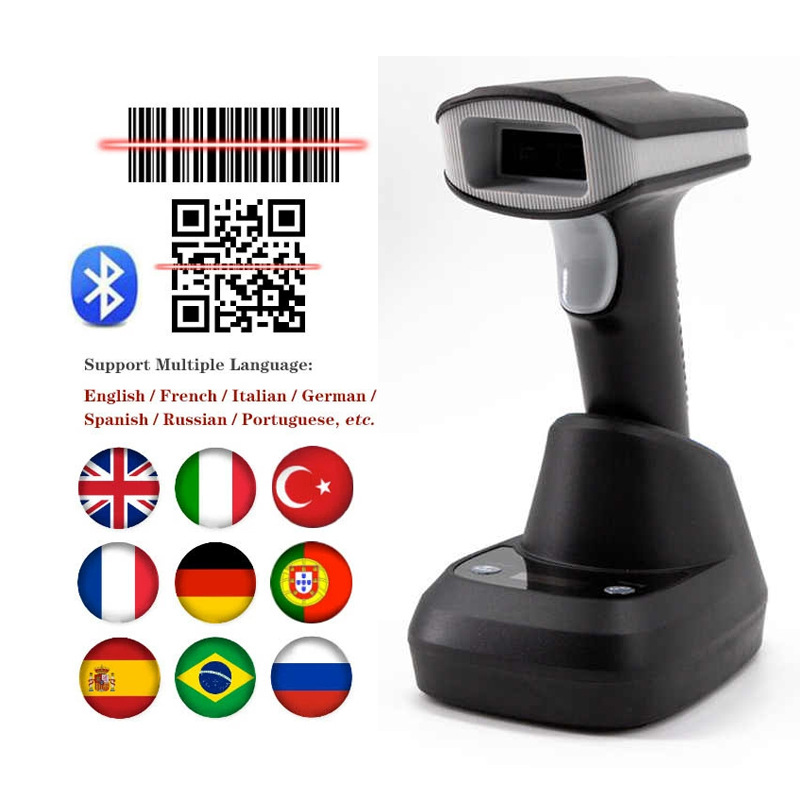 English version 1D/2D wireless Bluetooth scanner快递QR扫码器