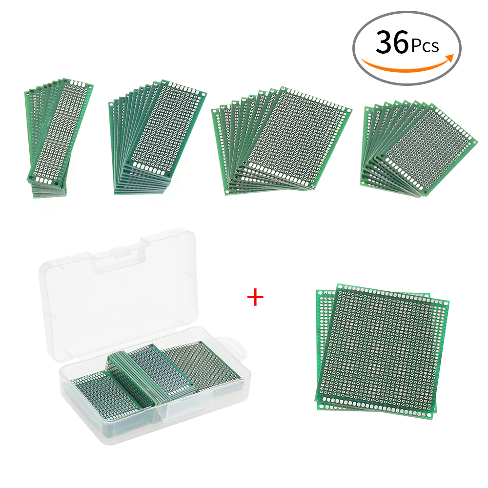 36pcs Double Sided PCB Board Universal Printed Circuit Proto