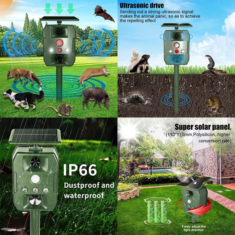 Solar bird repellent high-power ultrasonic mouse repellent