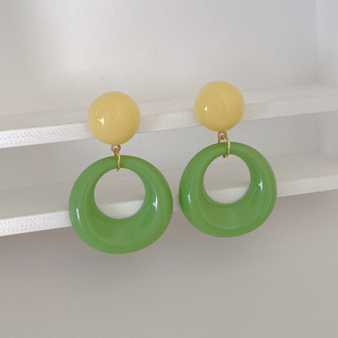 海边港风蓝色耳环女多巴胺度假风耳钉小众设计感复古夸张耳夹