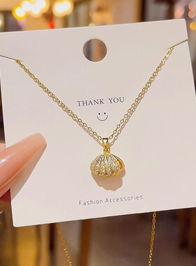 O字链贝壳金色项链合金链身贝壳光感吸睛潮流单品夏季新款