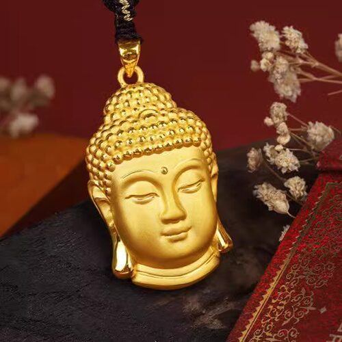 金色佛头吊坠情侣款永保平安
