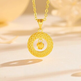 传统中式祥瑞风花丝平安扣吊坠项链精巧花丝编织平安扣