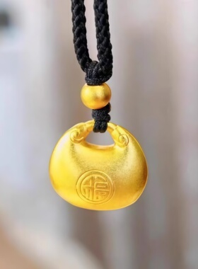 小胖福金色吊坠男女款项链时尚