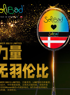 丹麦SOLIBAD羽毛球拍力量系列POWER988S LIMITED钛纤维进攻型单拍