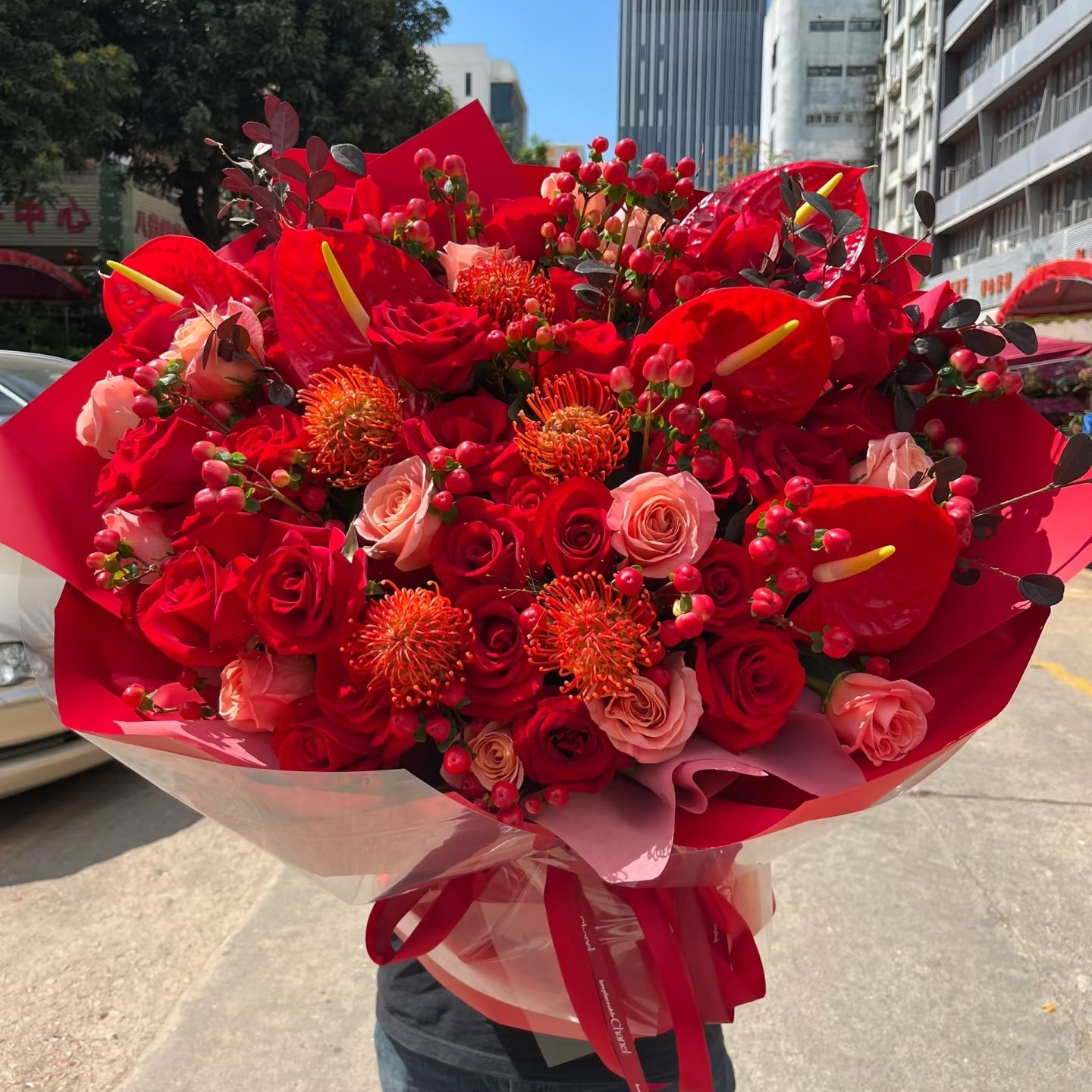 香港花生日诞辰鲜花同城配送康乃馨花束速递花店上门送妈妈送老婆