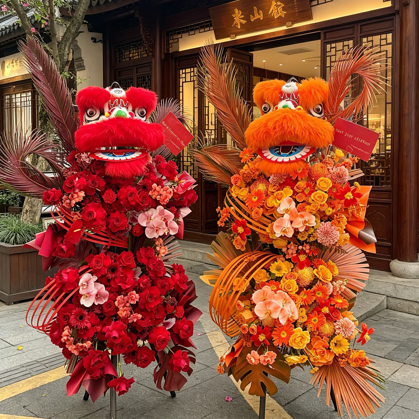 香港同城鲜花配送醒狮开业花篮送礼乔迁舞狮活动专送上门花店速递