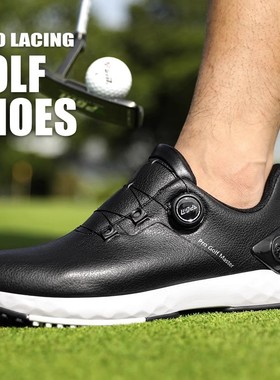 PGM 高尔夫球鞋男款休闲运动鞋旋钮鞋带鞋子防水防滑golf鞋黑色