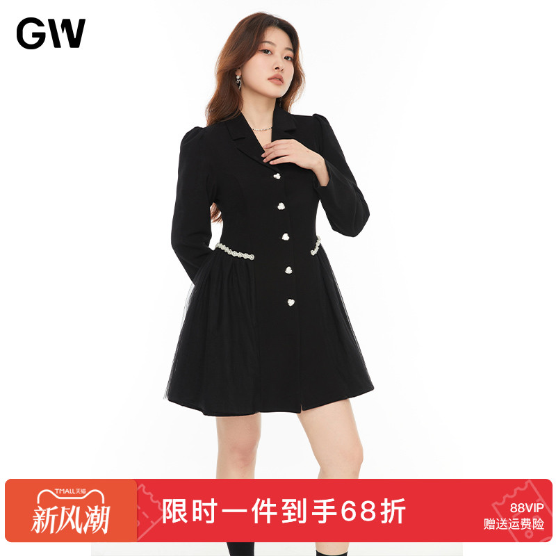 gw大码女装2022秋季简约连衣裙