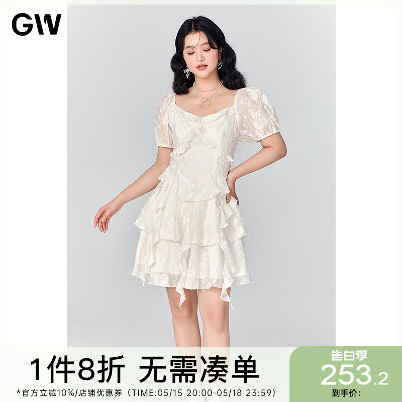 GW气质荷叶边公主短袖连衣裙