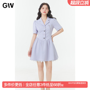 女装 西装 GW大码 气质时尚 微胖mm显瘦公主裙子女 连衣裙2025夏季 新款