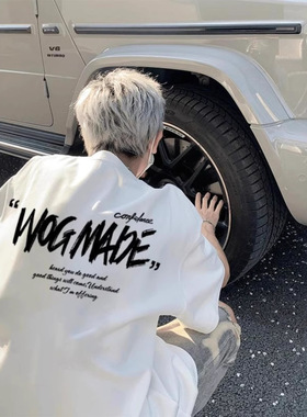 纯棉短袖男款春夏装痞帅情侣装复古港味insT恤新款半袖潮ml