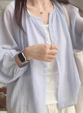 正品哥家新2026春秋多巴胺通勤穿搭天丝衬衫女宽松防晒开衫外套