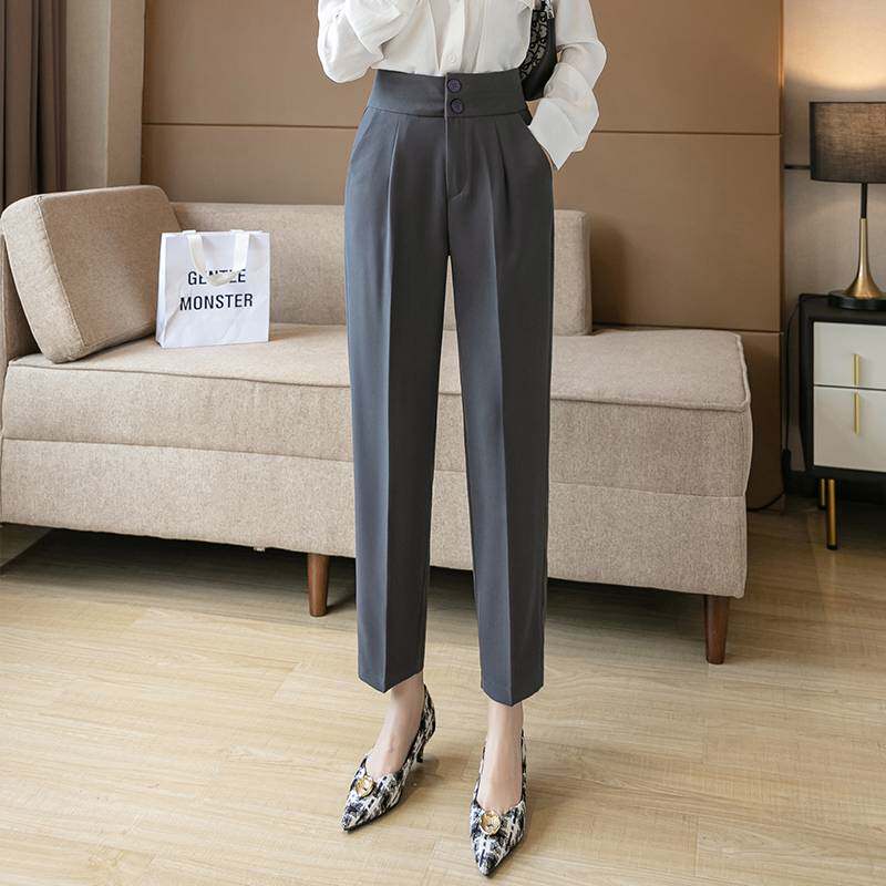正品哥家新新款女裤2025春高腰直筒烟管裤小脚九分裤休闲西装裤