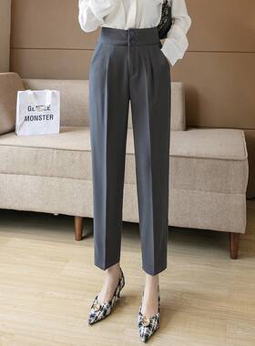 正品哥家新新款女裤2025春高腰直筒烟管裤小脚九分裤休闲西装裤