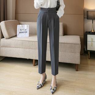 2025春高腰直筒烟管裤 女裤 小脚九分裤 休闲西装 正品 裤 哥家新新款