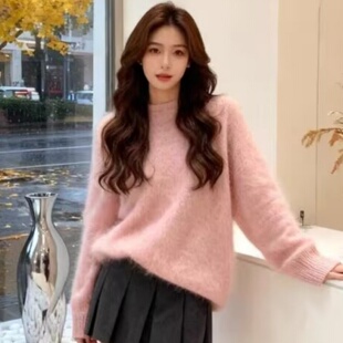 正品哥家新2025秋冬新款时髦马海毛穿搭针织衫圆领长袖宽松毛衣