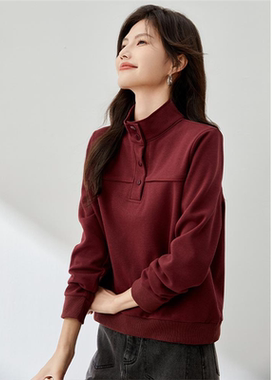正品哥家新女装2025年秋季设计感半高领卫衣女韩版开叉休闲上衣女