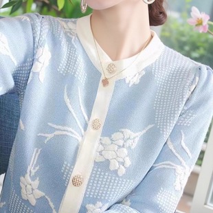 正品哥家新新款女2025春秋提花小香风针织开衫薄款短款上衣外套