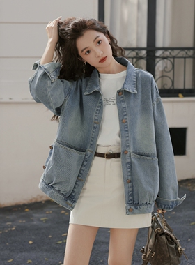 正品哥家新2025秋冬新款宽松休闲牛仔外套女设计感洋气夹克上衣