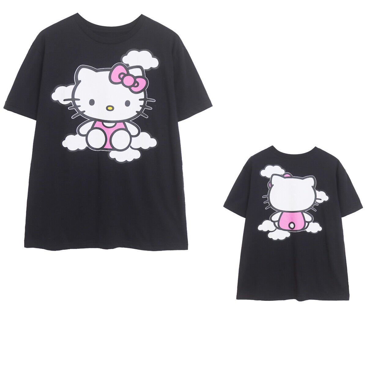 夏季黑色卡通显瘦短袖T恤女大版