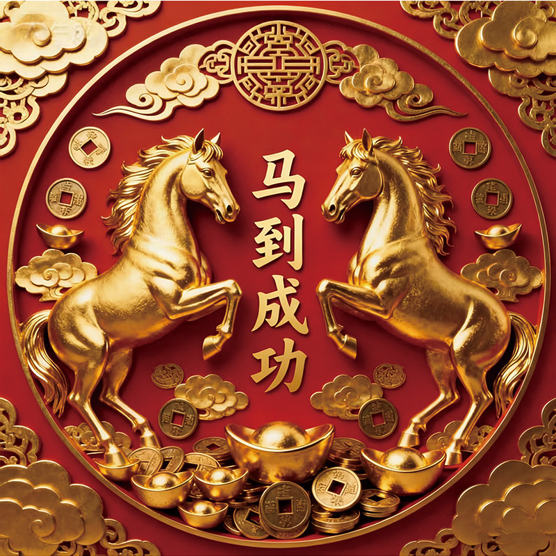 2026马年春节自粘防水门贴壁画