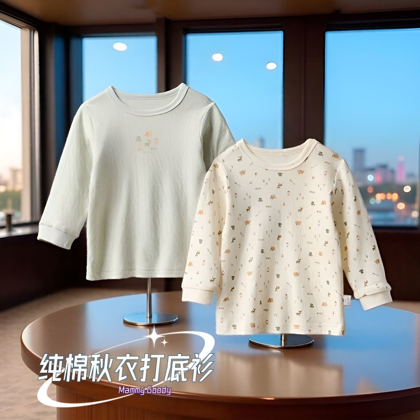 日系春秋冬圆领男童长袖打底衫纯棉秋衣家居服睡衣卡通休闲T恤A类