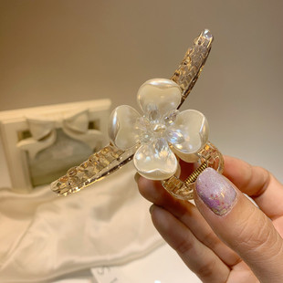 夹子头饰珍珠发夹后脑勺女发卡抓夹大号优雅气质抓发夹韩国鲨鱼夹