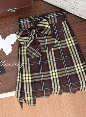 【木秋也】栗花熊原创正版jk制服格裙校供感中裙半身裙 40cm/55cm