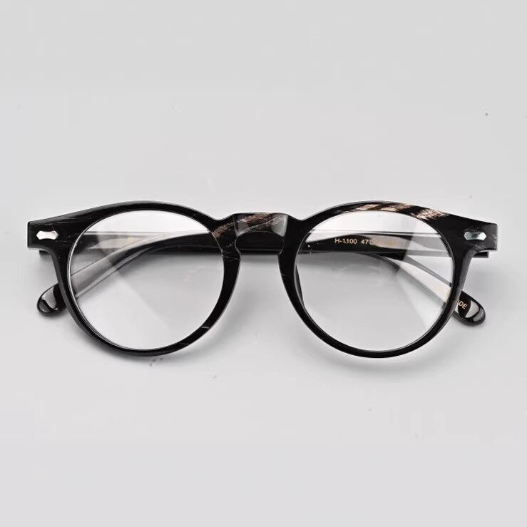 505牛角眼镜框男天然牛角弹力铰链眼镜复古手工大脸牛角眼镜1100