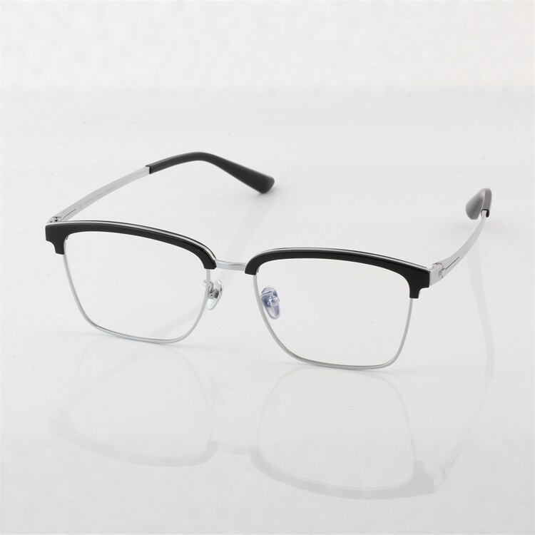 复古半框眼镜眉线框配近视镜黑框手工赛璐珞眼镜架方形大脸10358