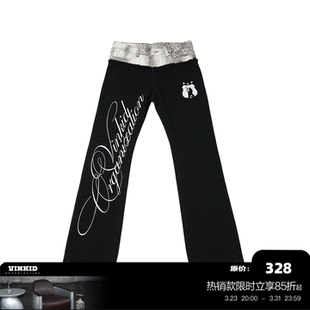 潮流小众国潮高街百搭长裤 vinkid 美式 双腰战士牛仔裤 云梯