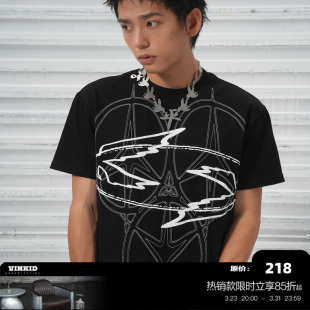 潮流国潮百搭夏季 Vinkid 和平鸽美式 平和奔驰标短袖 T恤 云梯