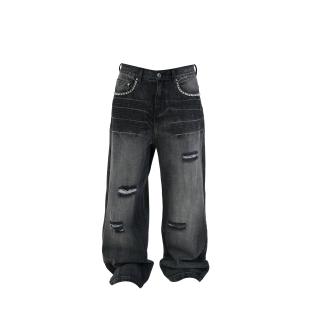 双骨鸽图腾拼皮牛仔裤 vinkid 云梯