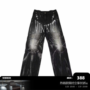 潮流小众设计国潮高街百搭长裤 vinkid 美式 星斗士牛仔裤 云梯