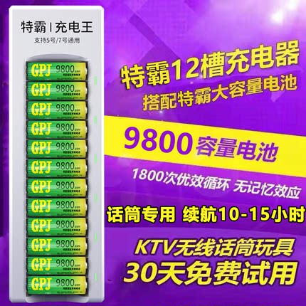 GPJ特霸5号7号充电电池充电器套装KTV无线话筒玩具智能锁可充电五