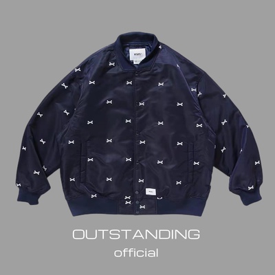 OT制造WTAPS日潮骨头刺绣飞行棒球夹克外套CITYBOY宽松保暖棉服