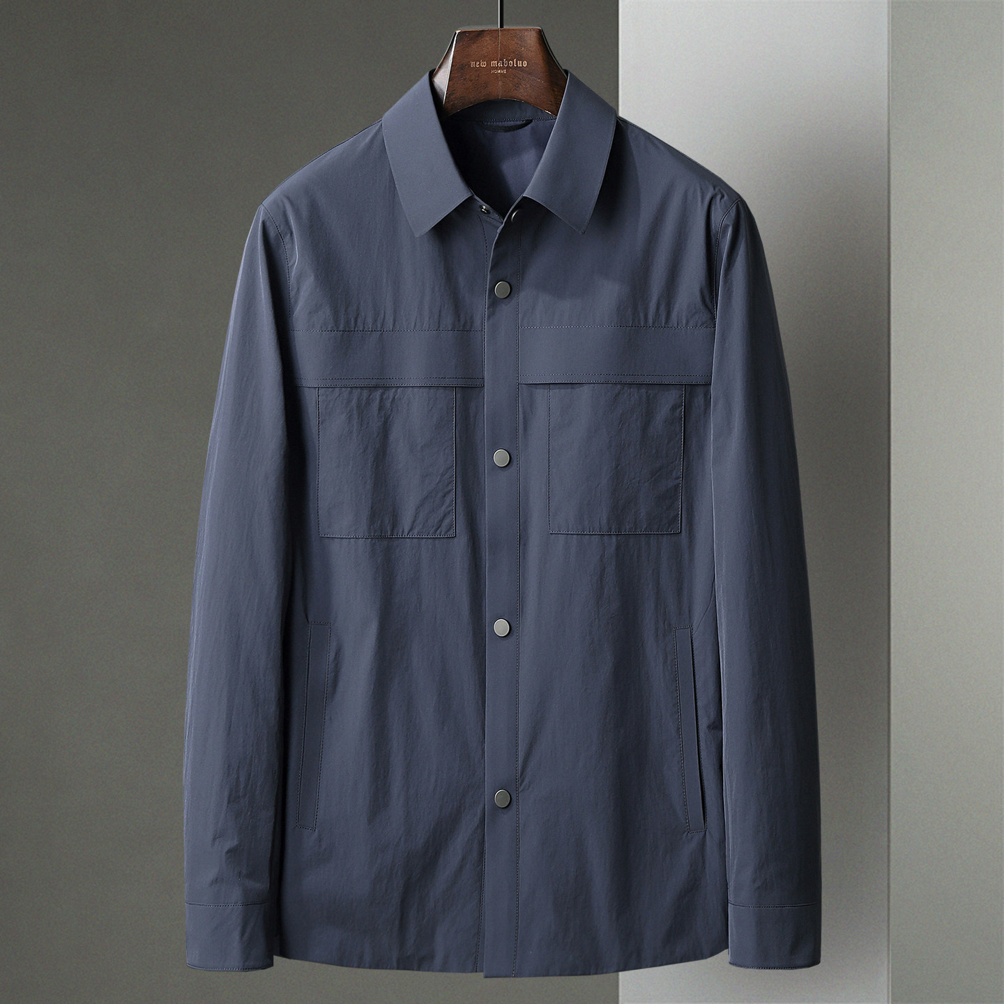 春秋季新款翻领夹克中年男士短款单排扣商务休闲轻薄茄克衫外套