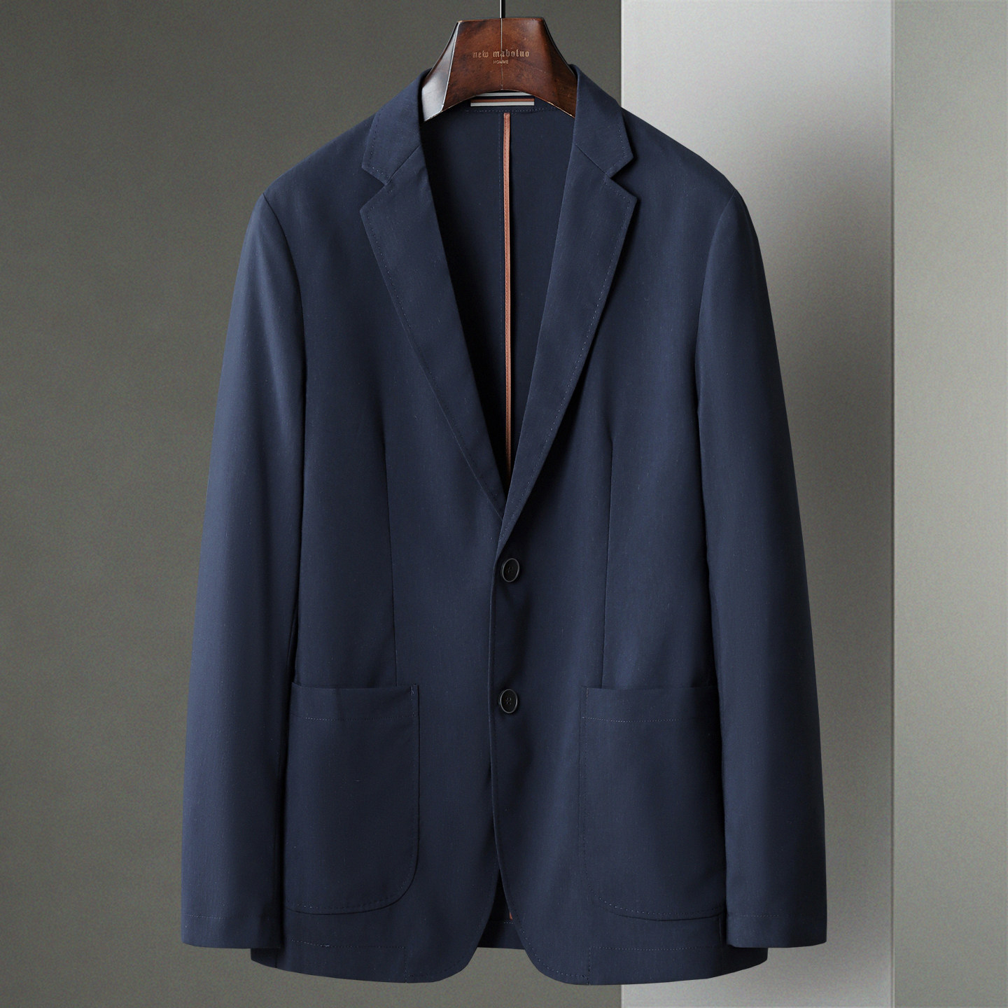 新款莱赛尔亚麻轻薄面料商务休闲纯色西装单西两粒扣男士西服外套