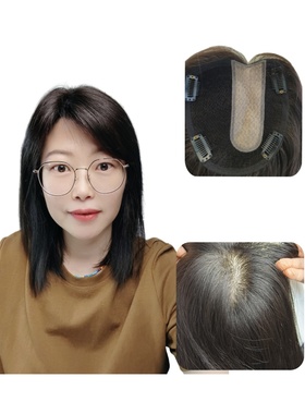 蓬松长直发直发女士神器刘海无痕斜刘海真人发丝斜刘海真人发丝