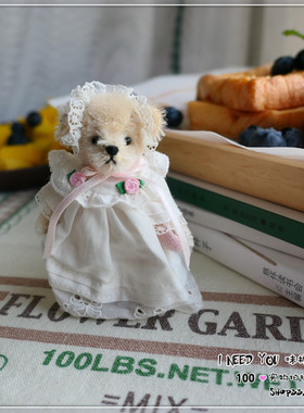 251112老货纯手工迷你泰迪熊 Muffy 羊毛款白色裙子女孩