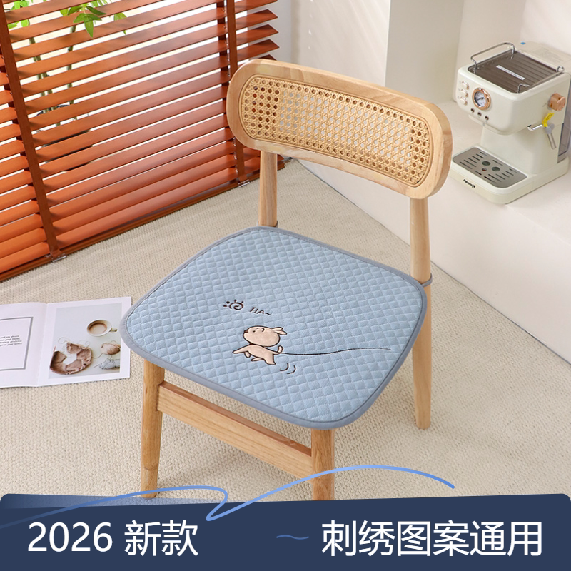 2026新款卡通单垫刺绣椅垫方形坐椅垫家用办公室通用舒适椅垫时尚