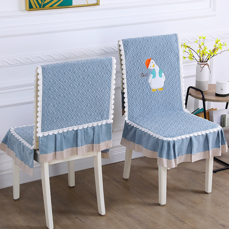 餐桌椅套罩连体餐椅套坐垫靠背一体夹棉防滑雪尼尔卡通鸭椅子套罩