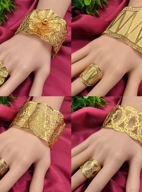 热销24K镀金手镯迪拜新娘印度尼日利亚女式婚礼沙金手镯饰品批发