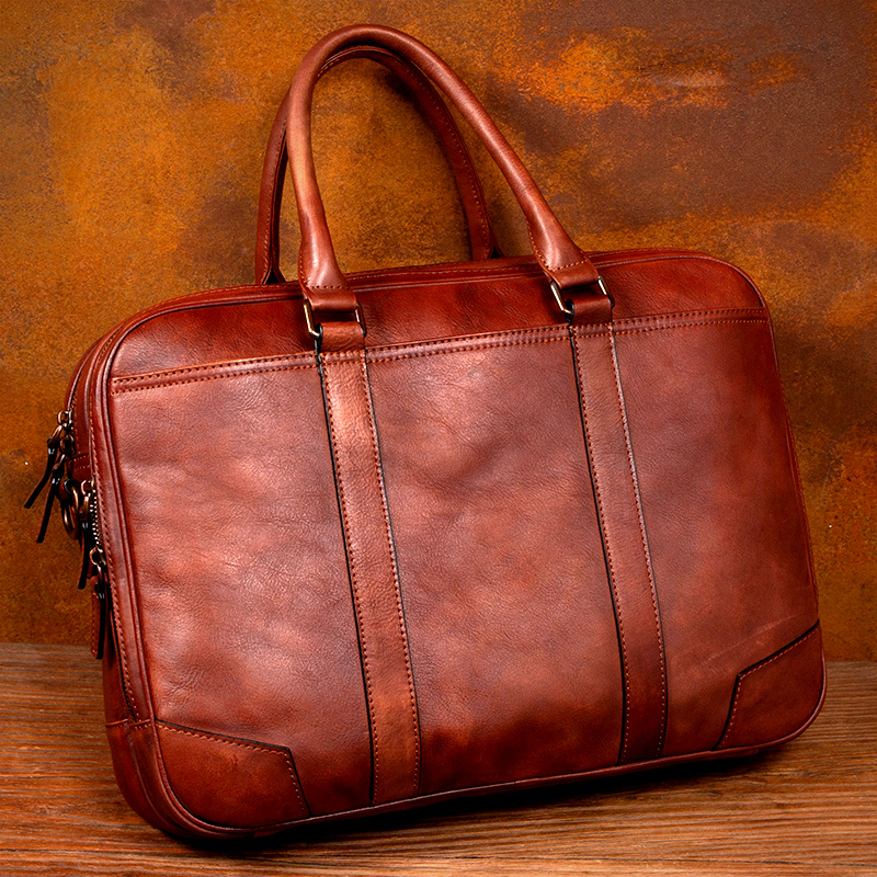 慢时光商务真皮公文包通勤手提包