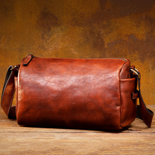 复古潮牛皮单肩包休闲真皮斜挎包
