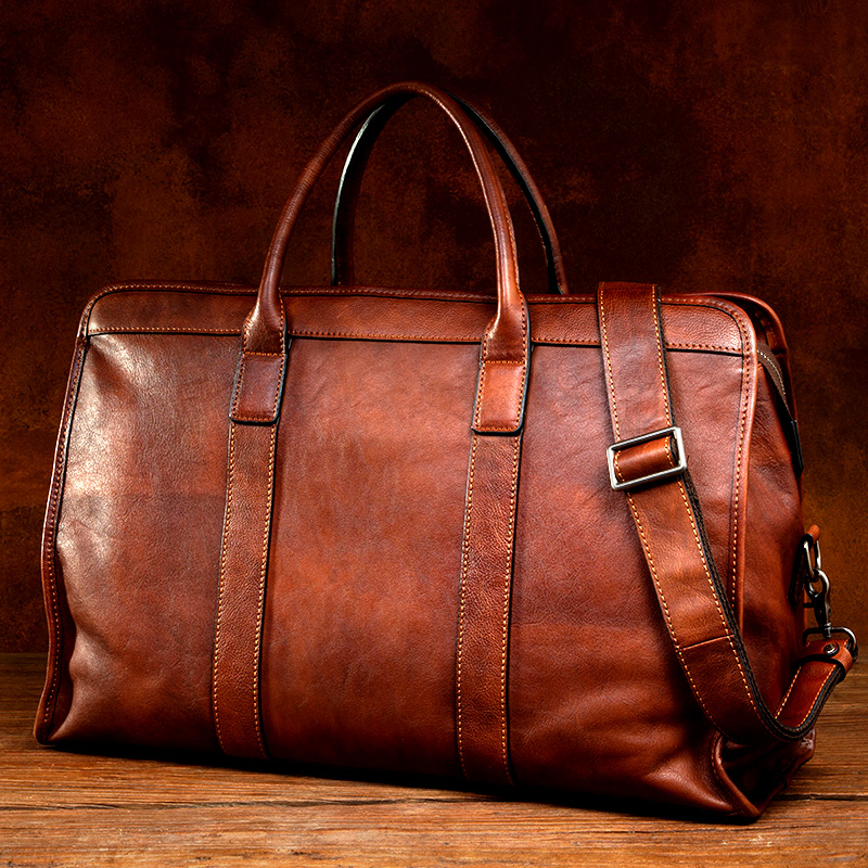 慢时光真皮旅行包男牛皮大行李包