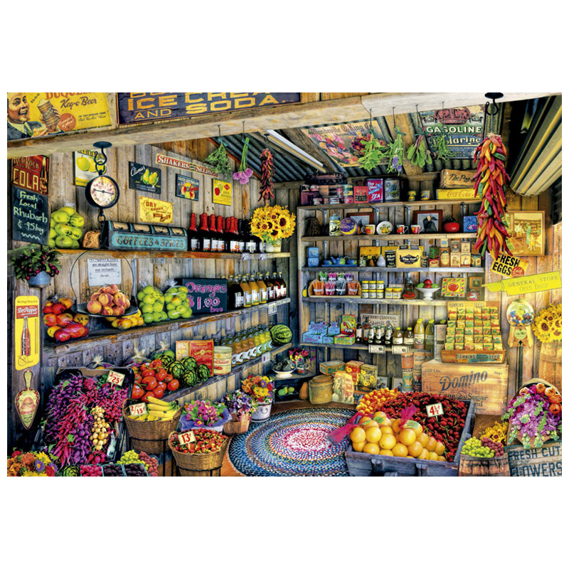 diy方钻满钻钻石画农夫市场hae水果店杂货铺手工自己贴十字绣带钻